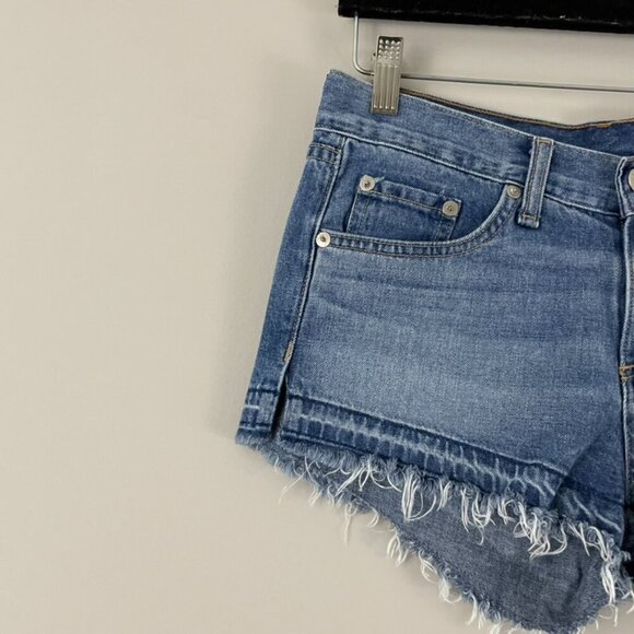 Rag & Bone Cut Off Denim Frayed Shorts in Tully Wash Size 25 - Picture 5 of 5